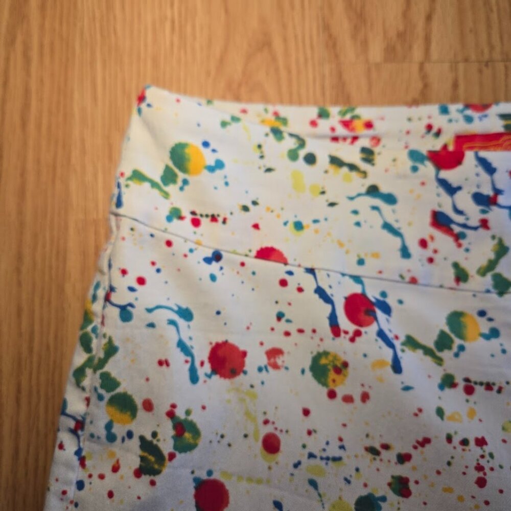 Krazy Larry Pull-On Pants Women’s Size 8 White Multicolor Paint Splatter Made in - Picture 4 of 6
